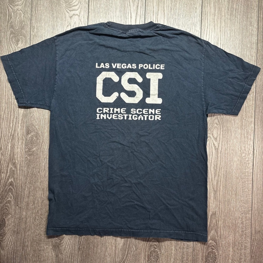 Vintage Las Vegas Police CSI Crime Scene Investigator T-Shirt Mens Large Navy